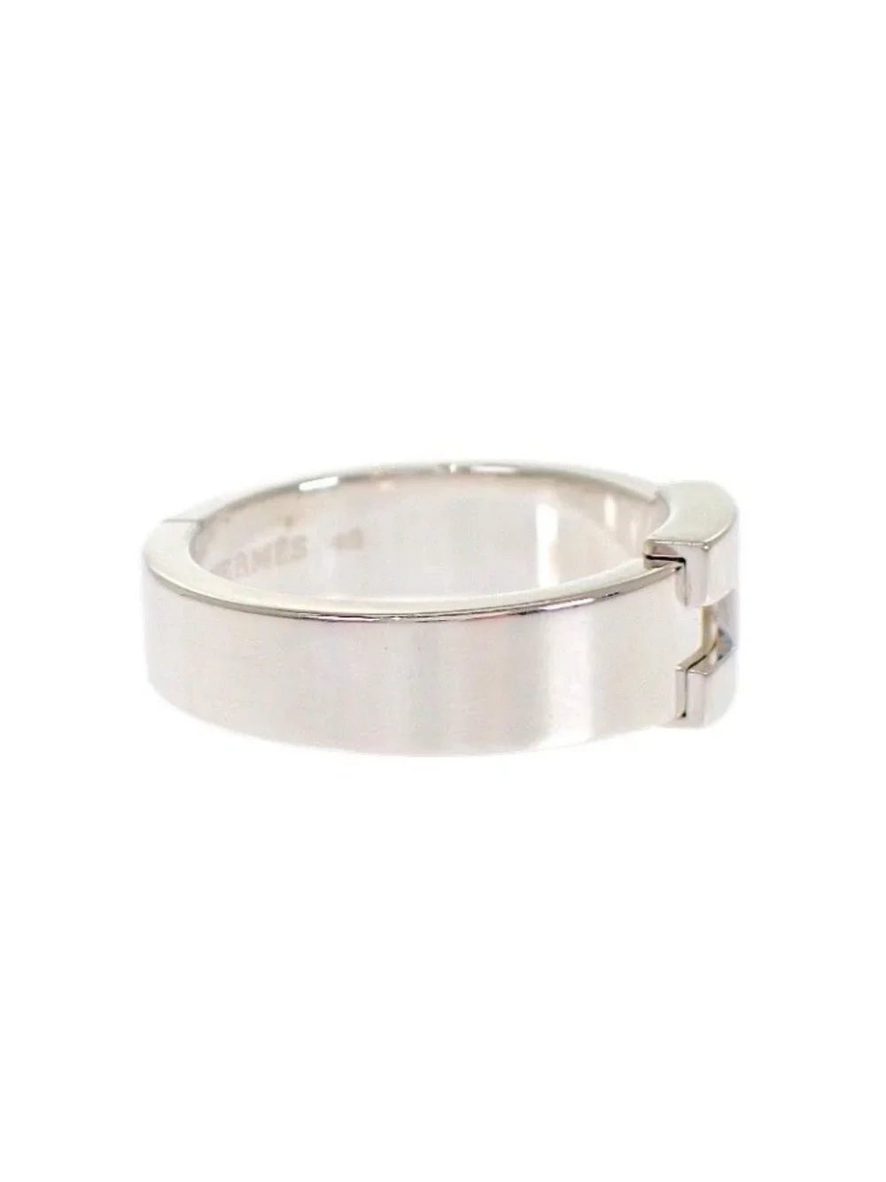 Hermes Newhela Crest Rin 49 Full Ring 925 Sterling Silver